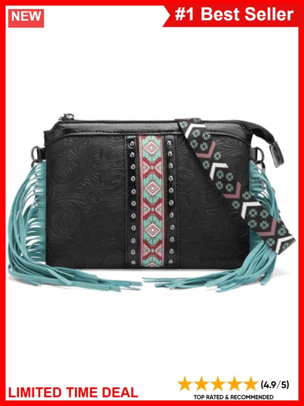 Fringe Crossbody Handbag PU Leather Hobo Bag Tassel Purse